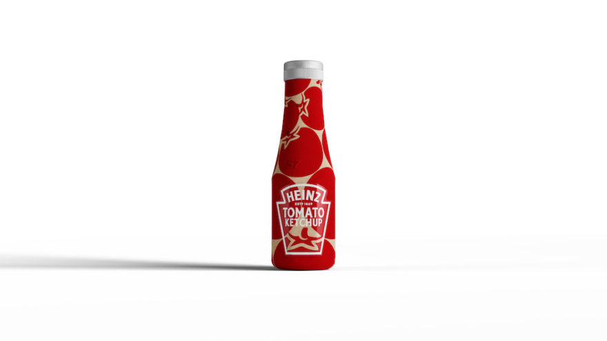 botella de ketchup hecha de papel